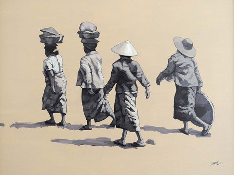 Going home|Zaw Min- Acrylic on Canvas, 2015, 32 x 40 inches