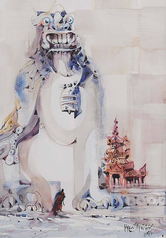 Guardian|Kyaw thu win- Water Color on Board, 2013, 14.5 x 10.5 inches