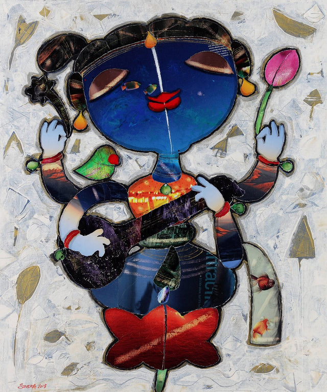 Saraswati|G. Subramanian- Mixed Media on Canvas, 2013, 32 x 27 inches