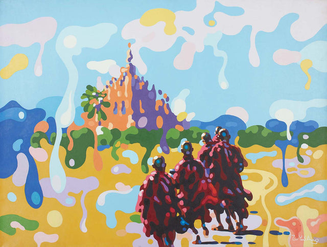 The walk|Zin Yaw Aung- Acrylic on Canvas, 2015, 36 x 48 inches