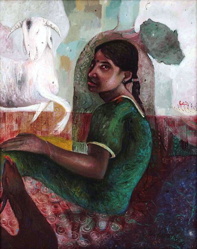 Innocence|B. Vengatesan- Acrylic on Canvas, 2008, 30 x 24 inches