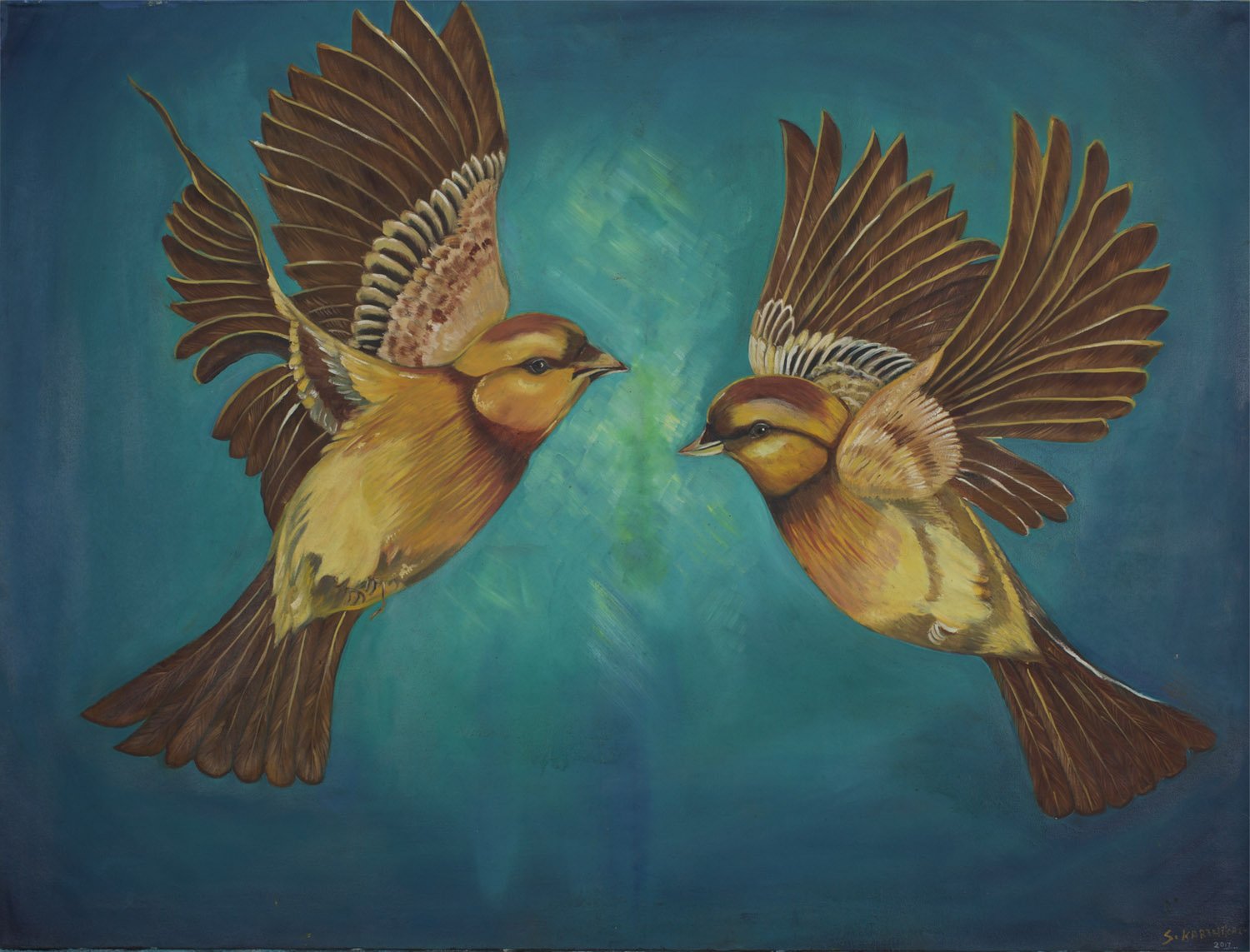Bird Series 3|S. Karthika- Oil on Canvas, 2018, 36 x 48 inches