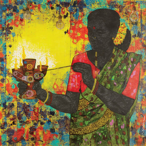 Lost culture 3|Vallabh Govind Namshikar- Mixed Media on Canvas, 2015, 36 x 36 inches