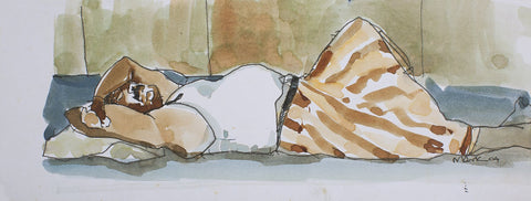 Rest V|S. Mark Rathinaraj- Pen and Ink on Paper, , 12 x 4.5 inches