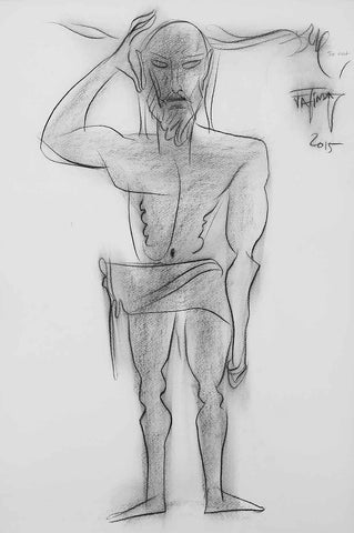 The Erect|Jatin Das- Conte on Paper, 2015, 21.5 x 15.5 inches