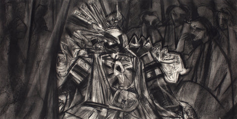 Performer 353|S. Mark Rathinaraj- Charcoal on Board, , 17.5 x 35.5 inches