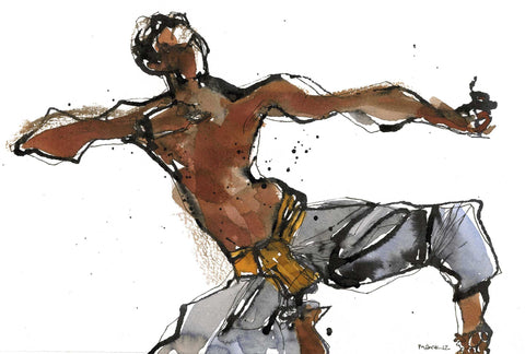 Performer 186|S. Mark Rathinaraj- Pen and Ink on Paper, , 5.5 x 8.5 inches