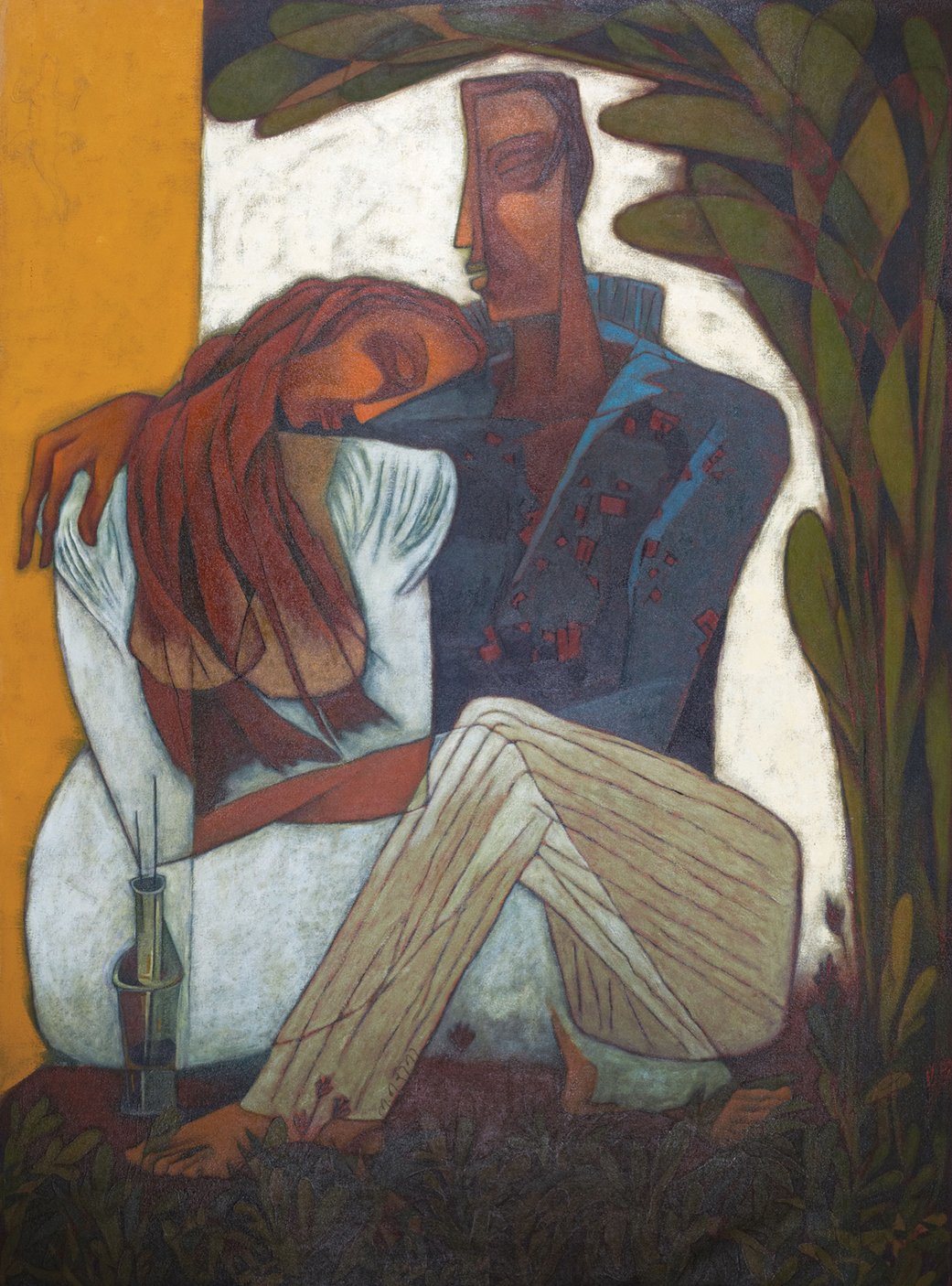 Lovers|L.N. Rana- Oil on Canvas, 2010, 44 x 32 inches