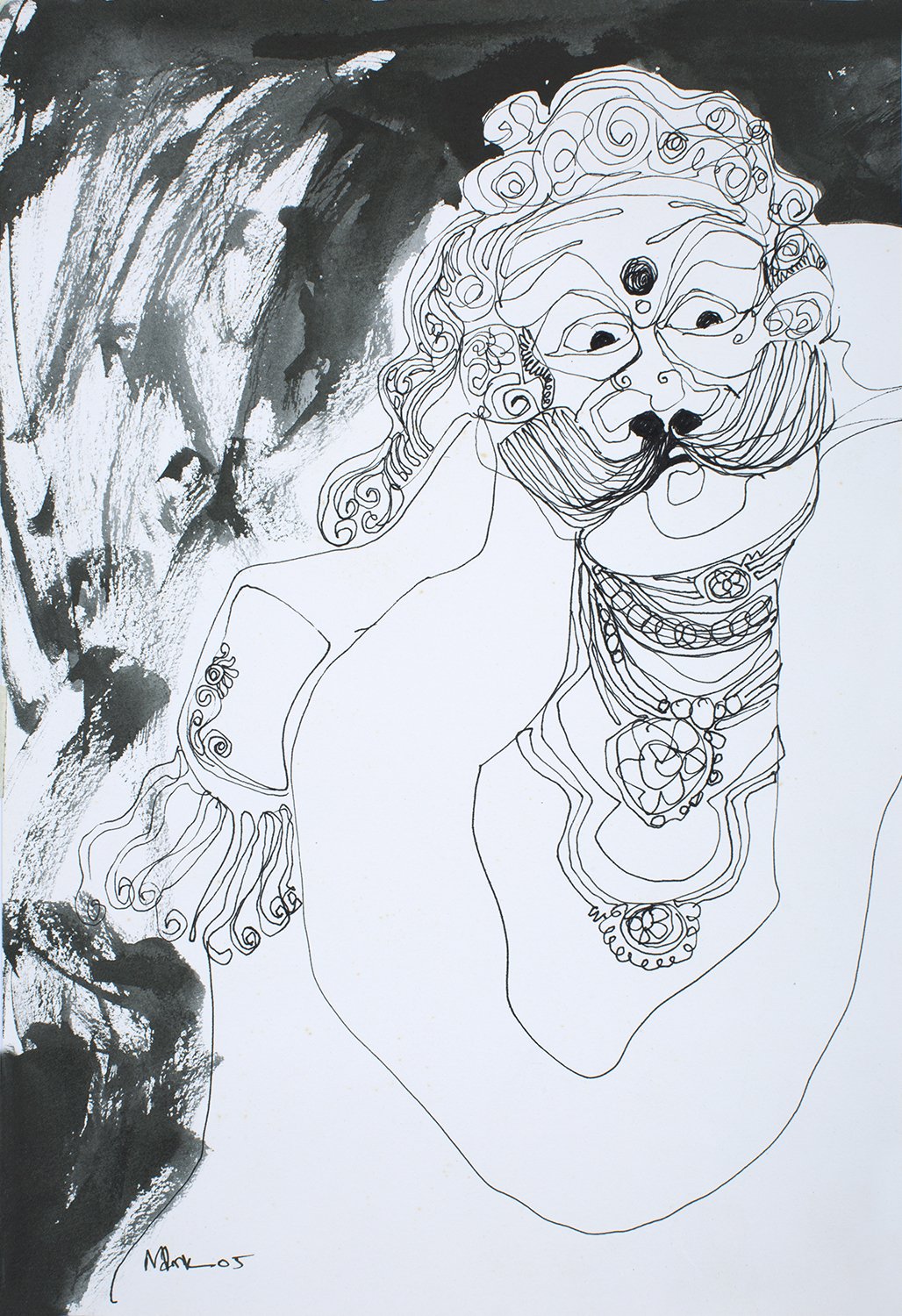 Performer 341|S. Mark Rathinaraj- Pen and Ink on Paper, , 14 x 9.5 inches