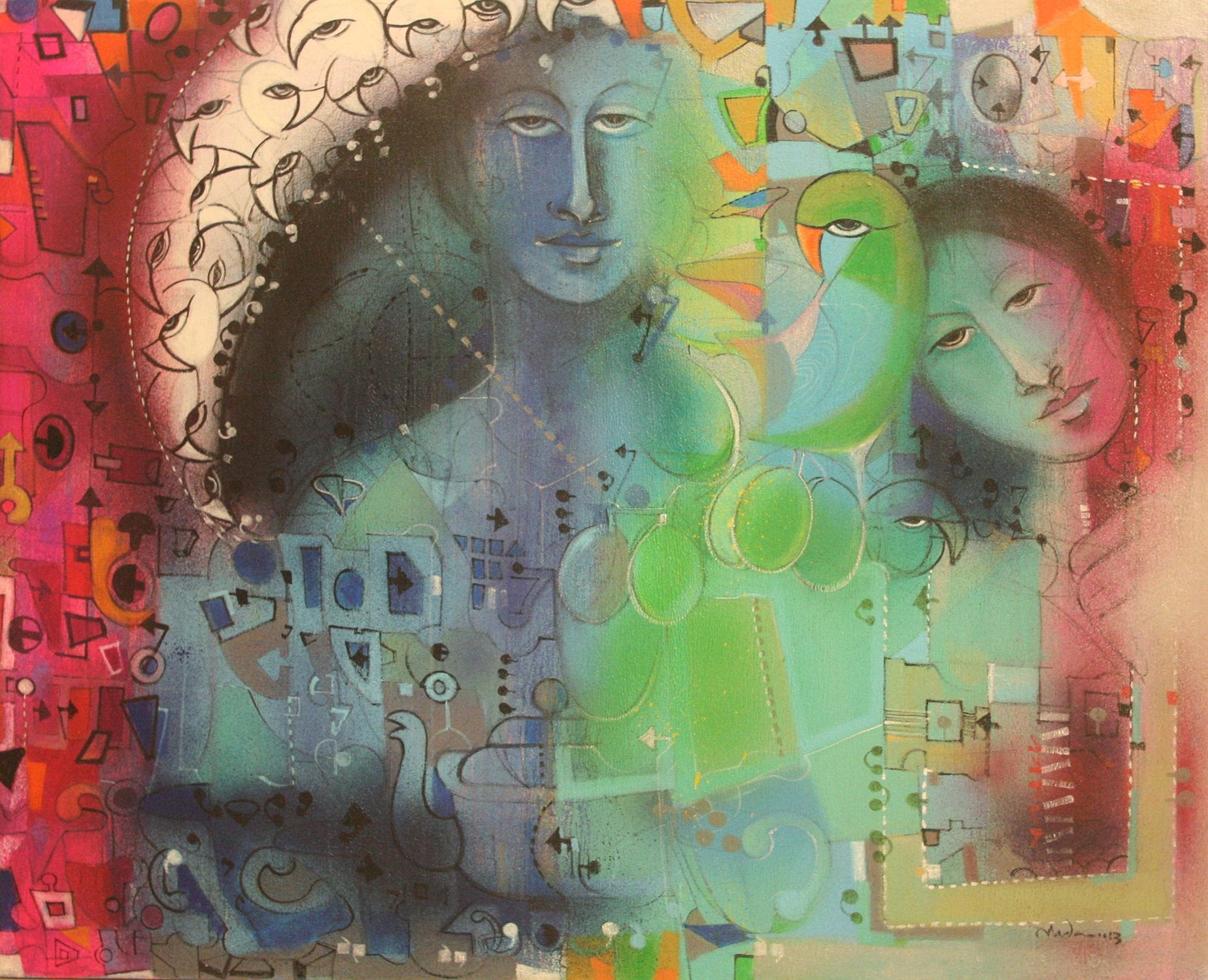 Monsoon II|Madan Lal- Acrylic on Canvas, 2013, 22 x 36 inches