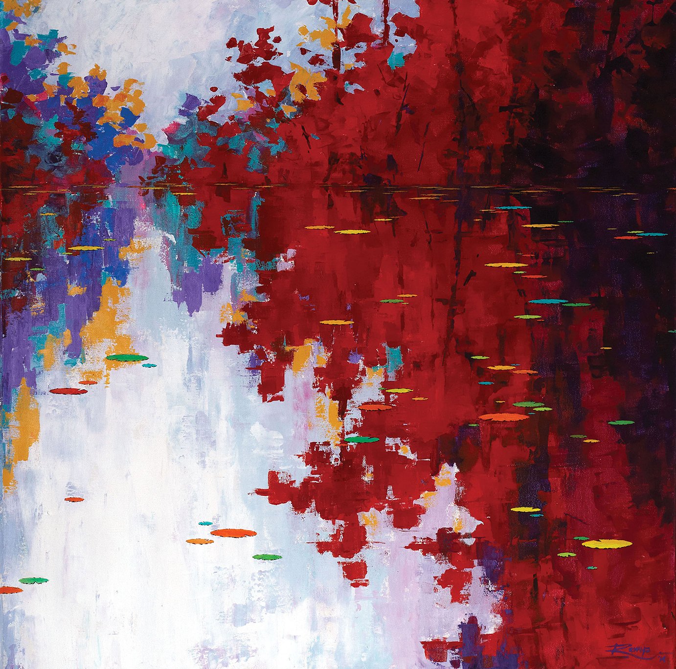 Speckled Waters|Remya Kumar- Acrylic on Canvas, 2014, 36 x 36  inches