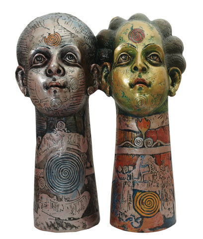 Head 2|Bolla Srinivas Reddy- Painted Fiberglass , 2011, 22 x 13 x 17 inches