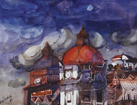 Highest Point 2|Kyaw thu win- Water Color on Board, 2014, 10.5 x 14.5 inches