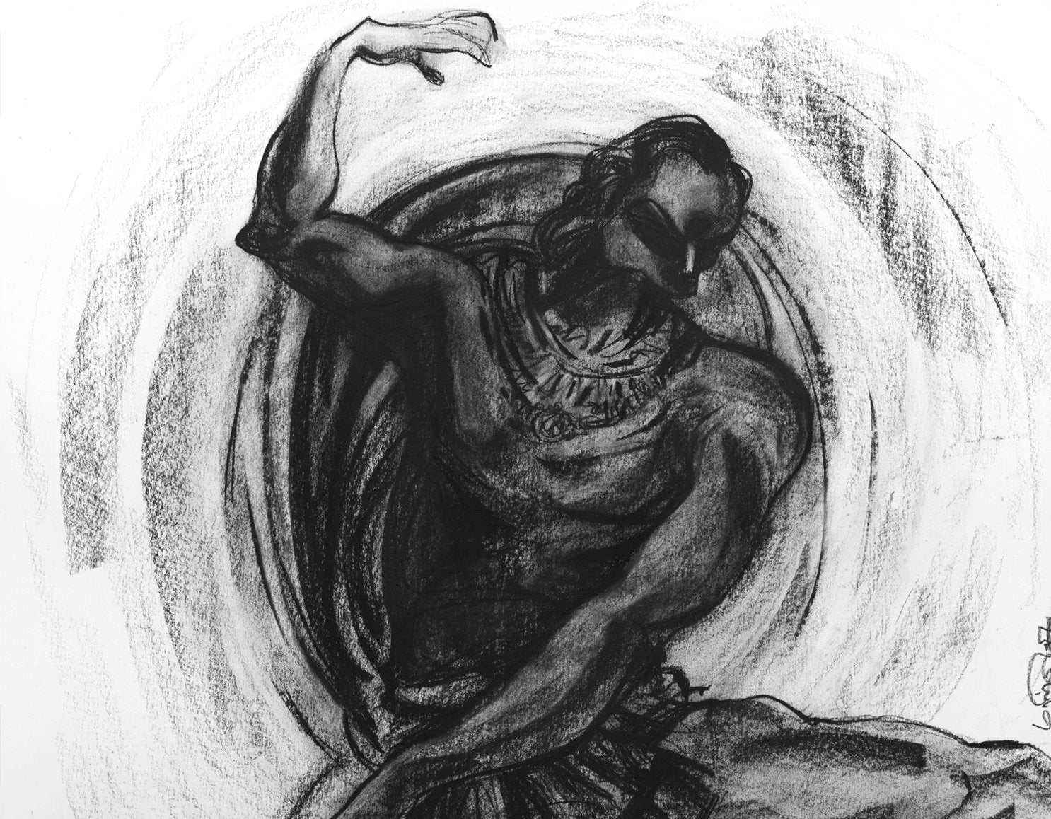 Performer 354|S. Mark Rathinaraj- Charcoal on Board, , 27.5 x 21.5 inches