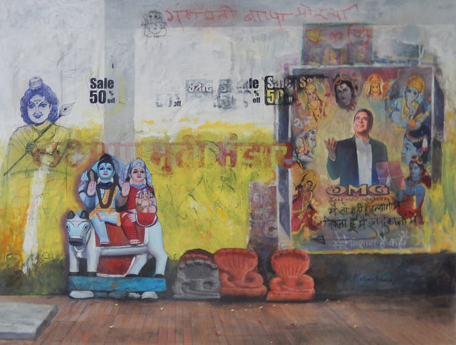 Oh My God|Kishor Digambarrao Ingale- Mix Media on Canvas, 2014, 36 x 48 inches