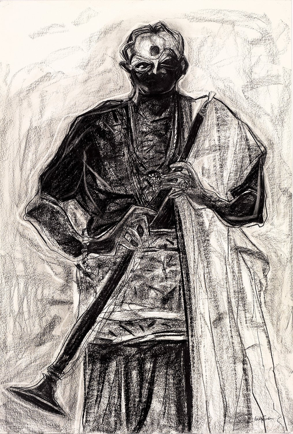Performer 296|S. Mark Rathinaraj- Charcoal on Board, , 38.5 x 26 inches
