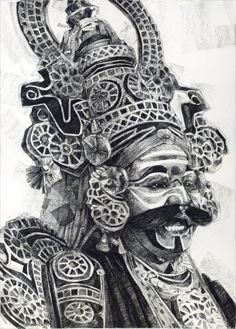 Performer 355|S. Mark Rathinaraj- Charcoal on Board, , 39 x 28 inches