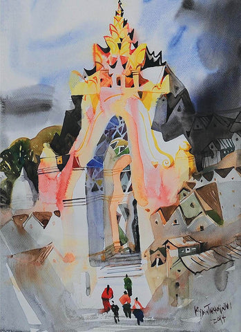 Highest Point 3|Kyaw thu win- Water Color on Board, 2014, 14.5 x 10.5 inches