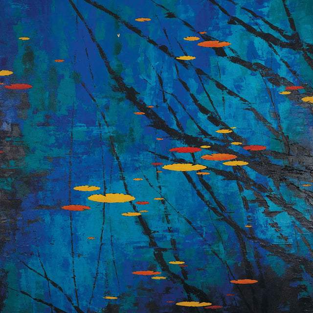 Bouyant Amidst Reflections|Remya Kumar- Acrylic on Canvas, 2014, 36 x 36 inches
