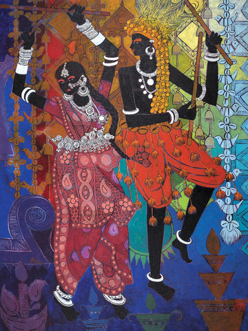 Festive Rhythm 55|Anuradha Thakur- Acrylic on Canvas, 2013, 48 x 36 inches