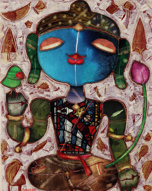 Buddha 1|G. Subramanian- Mixed Media on Canvas, 2013, 21 x 17 inches