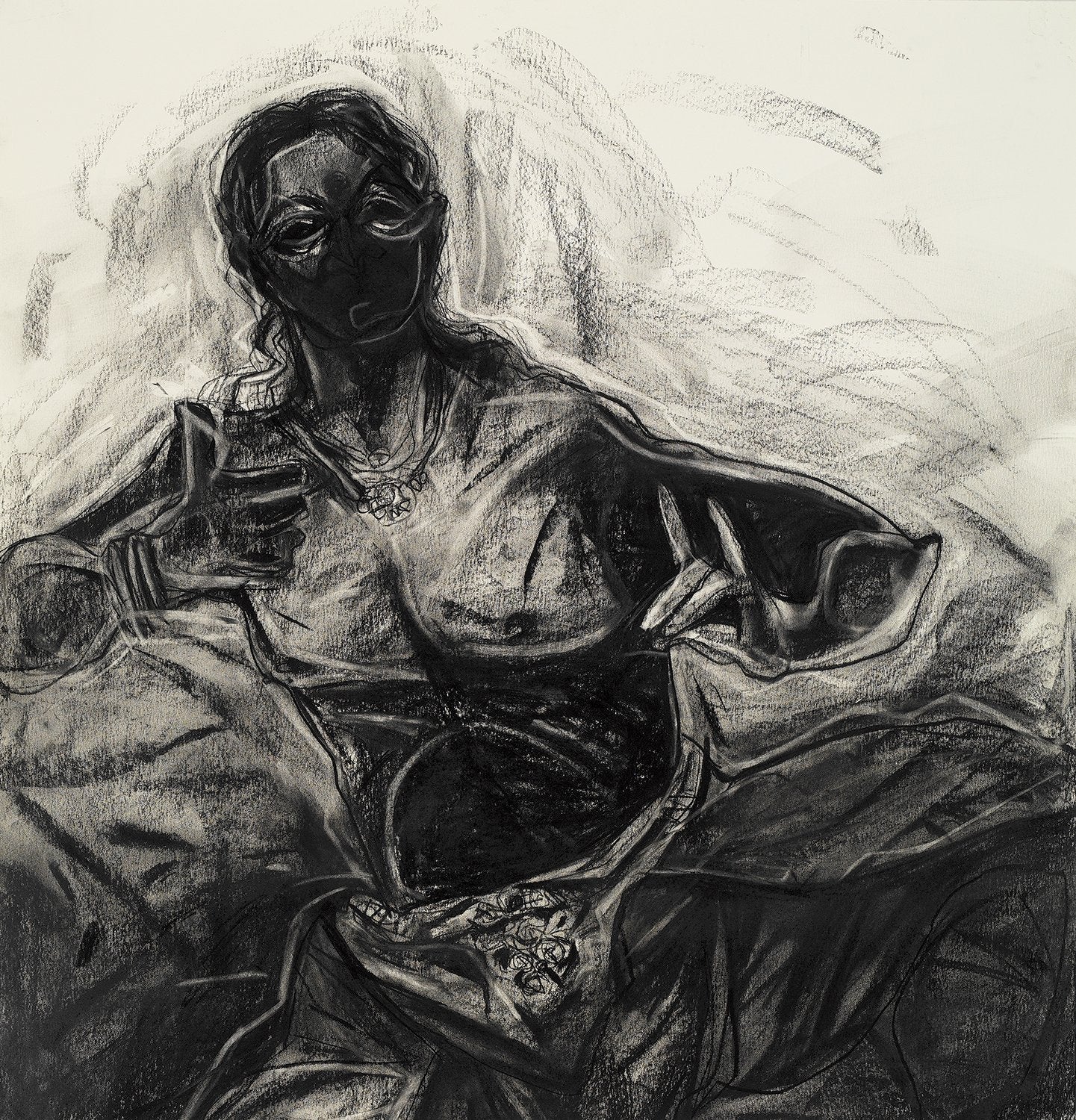 Performer 297|S. Mark Rathinaraj- Charcoal on Board, , 27.5 x 27.5 inches