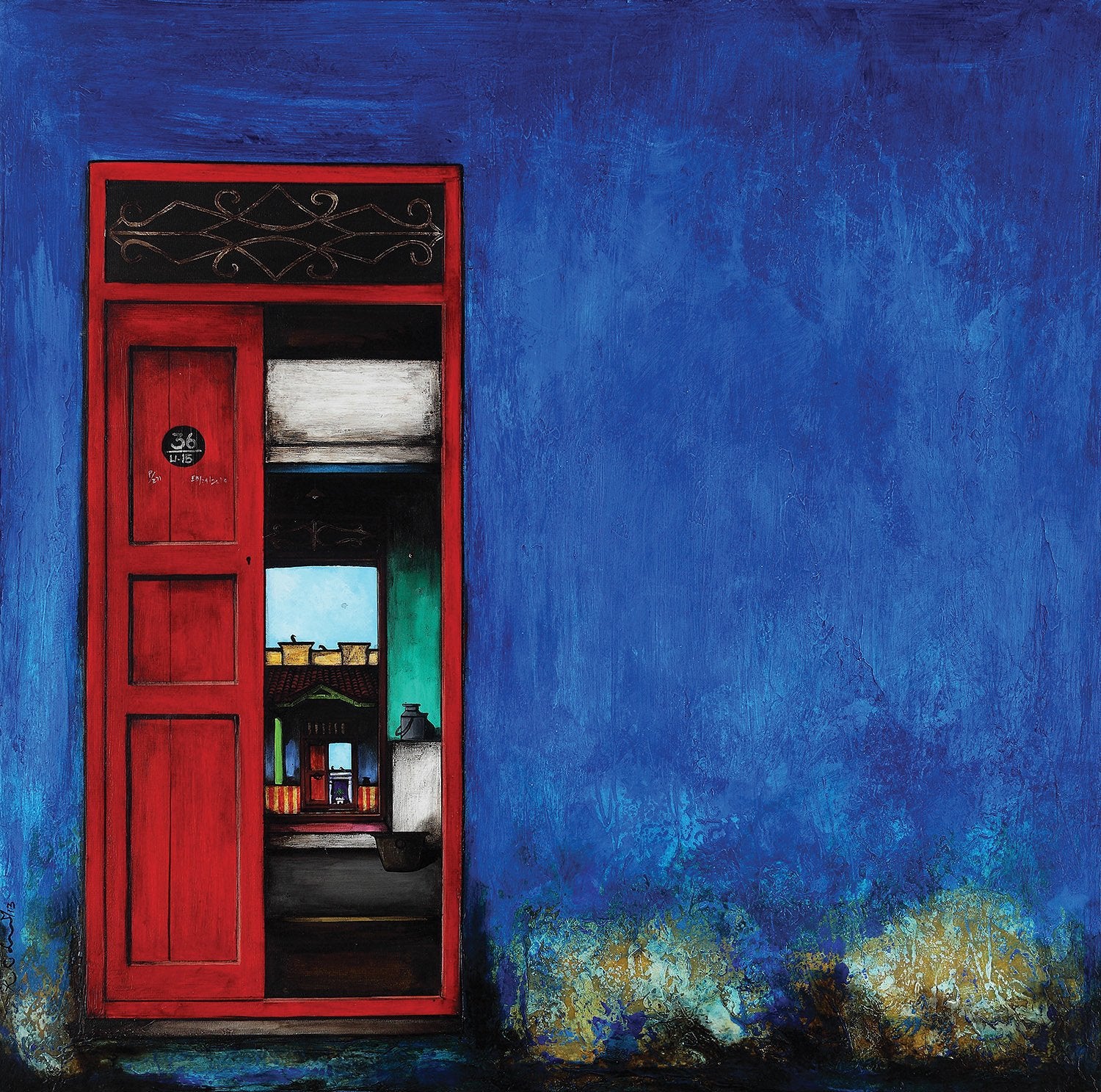 Door Series 21|K.R. Santhana Krishnan- Acrylic on Canvas, 2013, 36 x 36 inches