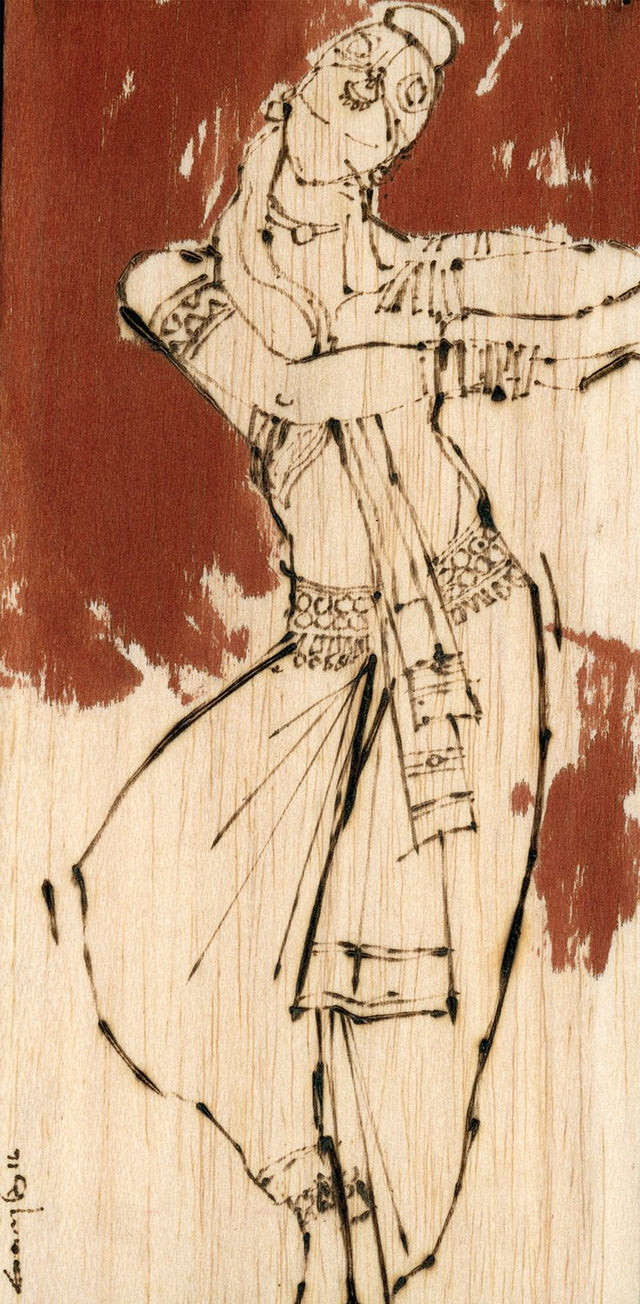 Performer 232|S. Mark Rathinaraj- Pyrography on Balsa Wood, , 8 x 4 inches