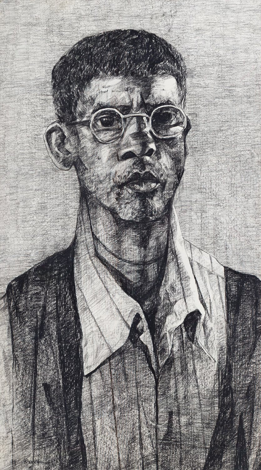 Untitled 124|S. Mark Rathinaraj- Charcoal on Board, , 39.5 x 22 inches
