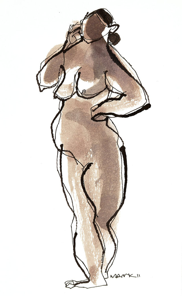Nude 6|S. Mark Rathinaraj- Pen and Ink on Paper, , 8.5 x 5.5 inches