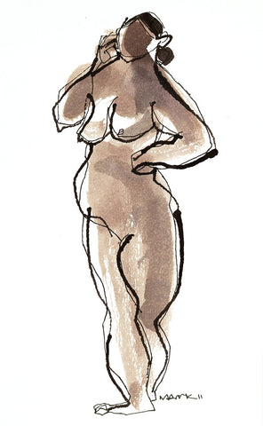 Nude 6|S. Mark Rathinaraj- Pen and Ink on Paper, , 8.5 x 5.5 inches