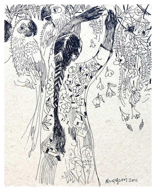 Beside of my Dream 20|A. Vasudevan- Pen and Ink on Board, 2013,  7 x 5 inches