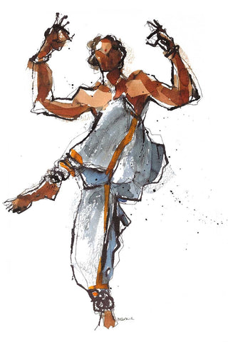 Performer 244|S. Mark Rathinaraj- Pen and Ink on Paper, , 8.5 x 5.5 inches