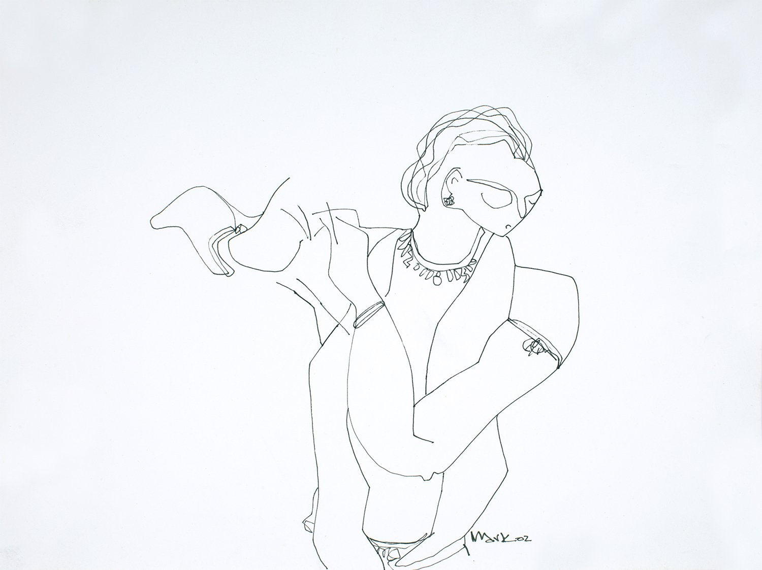 Performer 343|S. Mark Rathinaraj- Pen and Ink on Paper, , 10.5 x 10 inches