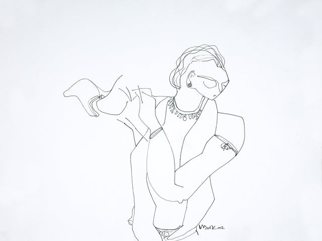 Performer 343|S. Mark Rathinaraj- Pen and Ink on Paper, , 10.5 x 10 inches