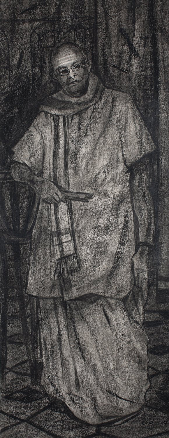 Untitled 123|S. Mark Rathinaraj- Charcoal on Board, , 36 x 14 inches
