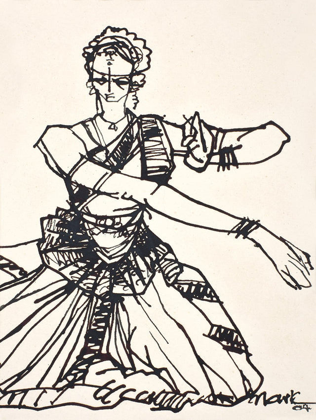 Performer 344|S. Mark Rathinaraj- Pen and Ink on Paper, , 13 x 9.5  inches