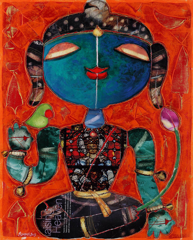 Buddha 2|G. Subramanian- Mixed Media on Canvas, 2013, 21 x 17 inches