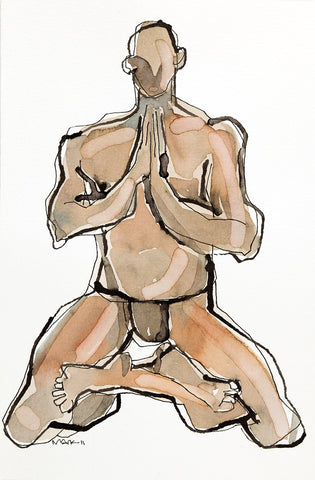 Yoga 50|S. Mark Rathinaraj- Pen and Ink on Paper, , 8.5 x 5.5 inches