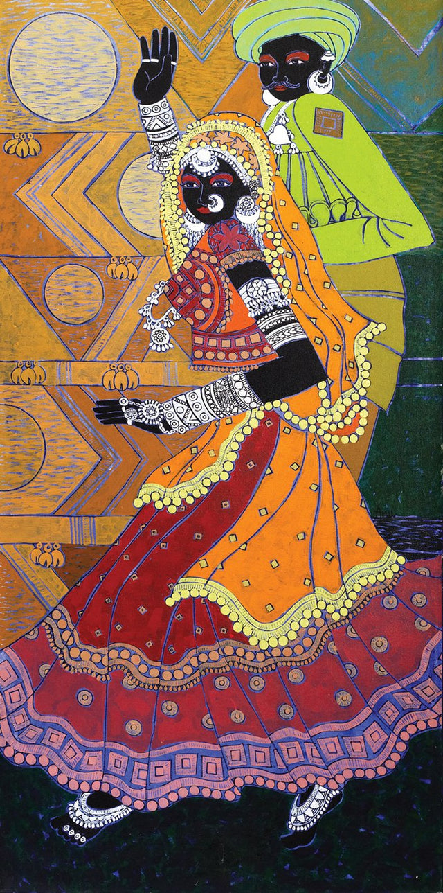 Festive Rhythm 47|Anuradha Thakur- Acrylic on Canvas, 2013, 48 x 24 inches