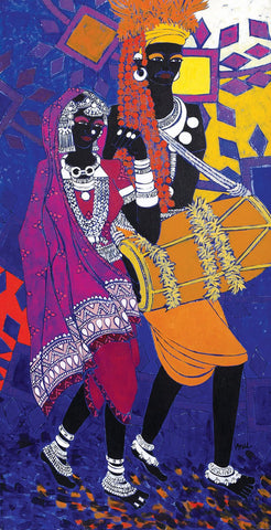 Festive Rhythm 29|Anuradha Thakur- Acrylic on Canvas, 2011, 48 x 24 inches