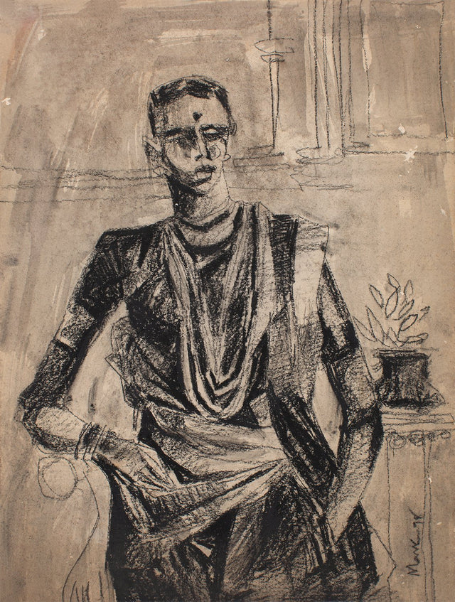 Performer 137|S. Mark Rathinaraj- Charcoal on Board, , 14 x 11 inches