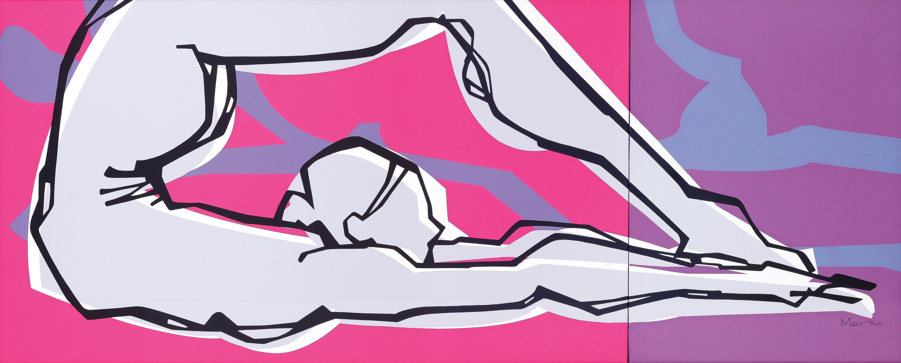 Yoga 17|S. Mark Rathinaraj-  Acrylic on Canvas, ,  24 x 60 inches