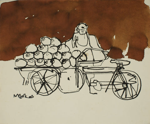 Seller|S. Mark Rathinaraj- Pen and Ink on Paper, , 12 x 10.5 inches