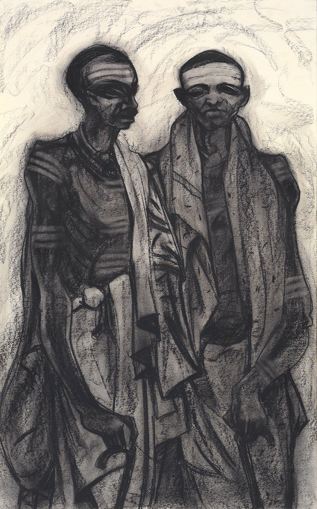 Brothers|S. Mark Rathinaraj- Charcoal on Board, , 35 x 21.5 inches