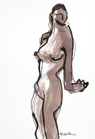 Nude 15|S. Mark Rathinaraj- Pen and Ink on Paper, , 8.5 x 5.5 inches