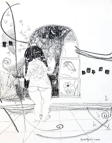 Looking Back 31|A. Vasudevan- Pen and Ink on Board, 2013, 9 x 7.5 inches