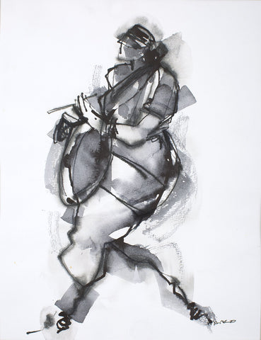 Performer 345|S. Mark Rathinaraj- Pen and Ink on Paper, , 11 x 8.5 inches