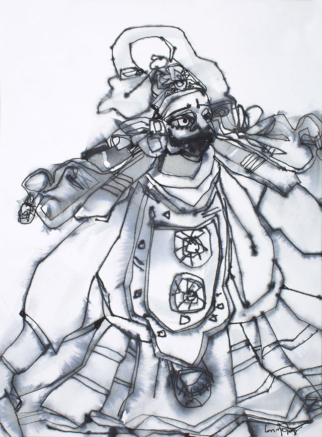 Performer 346|S. Mark Rathinaraj- Pen and Ink on Paper, , 11 x 8.5 inches