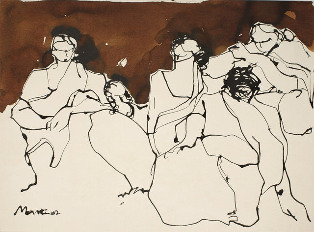 Crowd III|S. Mark Rathinaraj- Pen and Ink on Paper, , 16 x 9.5 inches